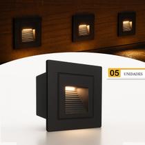 5 Balizador Externo Embutir Parede Preto Mini Escada Lup76