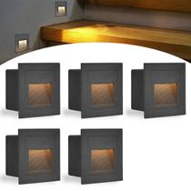 5 Balizador Para Escada Externo Preto De Embutir Led Lup51