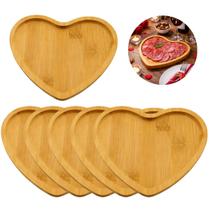 5 Bandejas Coração de Madeira para Mesa Posta e Petiscos 30cm 5 Bandejas Coração de Madeira para Mesa Posta e Petiscos 30cm
