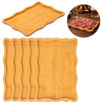 5 Bandejas de Madeira 34cm Retangular Grande Natural Decorativa 5 Bandejas de Madeira 34cm Retangular Grande Natural Decorativa