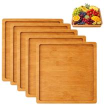 5 Bandejas Quadrada Madeira MDF Resistente para Servir 19,5cm 5 Bandejas Quadrada Madeira MDF Resistente para Servir 19,5cm
