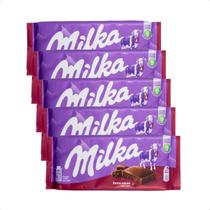 5 barras de chocolate importado milka com cacau extra