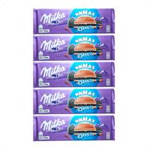 5 barras de chocolate milka com super recheio de oreo 300g