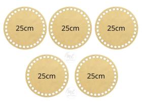 5 Bases Mdf Redonda Crochê/fio De Malha - 25cm De Diâmetro