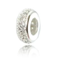 5 Berloque Separador Pedra Zirconia Branca P/ Pulseira Prata 5 Berloque Separador Pedra Zirconia Branca P/ Pulseira Prata