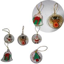 5 Bolas Circulo Sino Enfeite Resina Arvore Decoração Natal