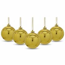 5 Bolas De Natal gigantes 12cm Douradas Decoração festa