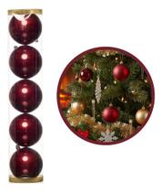 5 Bolas Gran Árvore Natal 10cm Peroladas Luxo Enfeite Vinho Vinho Liso 5 Bolas Gran Árvore Natal 10cm Peroladas Luxo Enfeite Vinho Vinho Liso