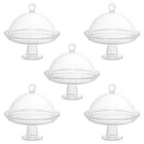 5 Boleiras Cristal com Pé Tampa Pearl Prato para Queijo Wolff Porta Bolos de Vidro 5 Boleiras Cristal com Pé Tampa Pearl Prato para Queijo Wolff Porta Bolos de Vidro