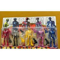 5 Bonecos Power Rangers Articulados coleção completa Com Luz de led e 15cm de Altura + acessórios Envio Imediato Alta