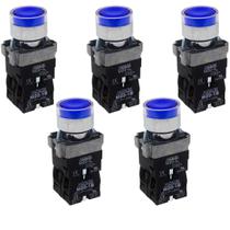 5 Botões De Impulsão Azul Iluminado 1na+1nf 24v Metaltex 5 Botões De Impulsão Azul Iluminado 1na+1nf 24v Metaltex