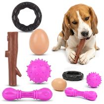 5 Brinquedos Para Cães Pet Mordedor Bolinhas Gravetos Ossos Borracha Atóxica