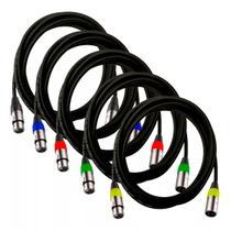 5 cabos de microfone balanceado xlr santo angelo 5 metros vermelho, azul, verde e amarelo 5 cabos de microfone balanceado xlr santo angelo 5 metros vermelho, azul, verde e amarelo