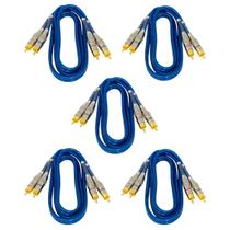 5 Cabos RCA Luxo 1 Metro 5 mm espessura Plug Banhado a Ouro Dupla Blindagem