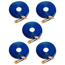 5 Cabos RCA Luxo 5 Metros 5 mm espessura Plug Banhado a Ouro Dupla Blindagem