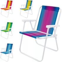 5 Cadeiras De Praia Piscina Varanda Alta Aço Dobrável 110kg - Home Utilities