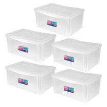 5 Caixa Organizadora Decorativa 65L Com Trava Transparente