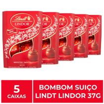 5 Caixas de 37g, Bombons de Chocolate Suiço, Lindt Lindor