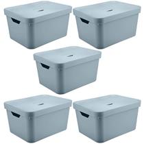 5 Caixas Organizadoras Grande 32L com Tampa Organizadores Brinquedos Cube Azul Glacial Quarto Infantil 5 Caixas Organizadoras Grande 32L com Tampa Organizadores Brinquedos Cube Azul Glacial Quarto Infantil