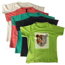 5 camiseta t-shirt infantil menina estampada (estampas sortidas) moda infantil verão