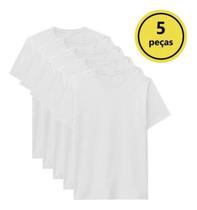 5 camisetas brancas manga curta gola redonda