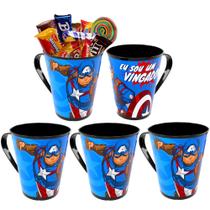5 Canecas de Festa Capitão América Lembrancinha Aniversário 5 Canecas de Festa Capitão América Lembrancinha Aniversário