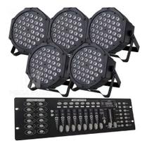 5 Canhão Refletor Led Rgbw 36 Leds Dmx Slim + Mesa Dmx 8/16 Bivolt - SHOWTECH