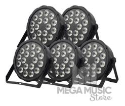 5 Canhão Refletor Par Led Slim 18 Leds 12w Rgbw Dmx Quadrileds