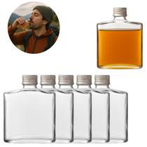 5 Cantil De Vidro Com Tampa 200ml Garrafa Para Bebidas