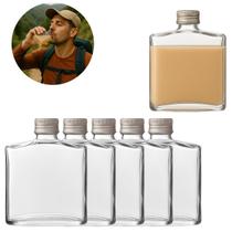 5 Cantil De Vidro Com Tampa 250ml Garrafa Para Bebidas