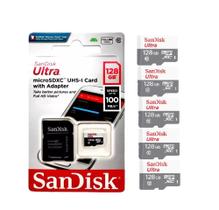5 Cartão De Memória Sandisk Ultra Com Adaptador 128gb Micro Sd
