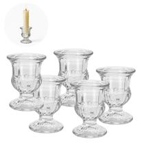 5 Castiçal Vidro Porta Vela 6cm Decoração de Mesa