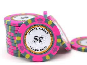 5 Centavos Monte Carlo - Denominação Baixa - 100 Fichas de Pôquer (Rosa) 5 Centavos Monte Carlo - Denominação Baixa - 100 Fichas de Pôquer (Rosa)