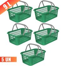 5 Cesta Cestinha Plástica Supermercado Mercado Reforçado 9 L - Usual Utilidades