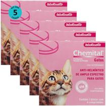 5 Chemital Gatos 4 Comprimidos - Vermifugo - Chemitec