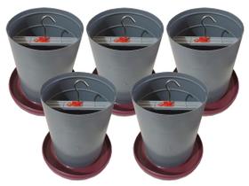 5 Comedouros Para Aves 5Kg Todo De Plástico Opusplast