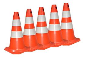 5 Cone De Sinalização 75cm Laranja E Branco Transito Original