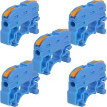 5 Conector Emenda Azul Tipo Alavanca 1 Polo Inline Para Trilho Din 32a