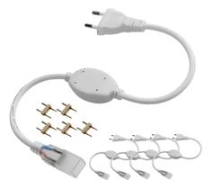 5 Conector Plug Tomada Fonte Mangueira Led Fita Chata Bivolt