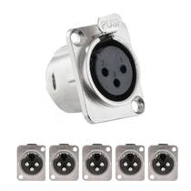 5 Conector Xlr Femea Profissional 3 Pinos Para Painel Caixa de som 5 Conector Xlr Femea Profissional 3 Pinos Para Painel Caixa de som