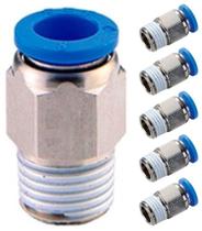5 Conexões Pneumáticas Instantâneas Reta Macho 10mm 1/4" NPT - Ideal para Compressores e Automação
