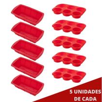 5 Conj Forma para Pães e Forma Espiral em Silicone Sortida