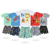 5 Conjunto Infantil Menino Roupa de Criança masculino Bermuda e Camiseta Atacado Barato