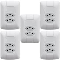 5 Conjunto Interruptor Simples 6A + 2 Tomada 20A 250V Aria