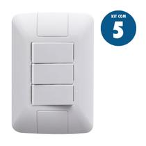 5 Conjunto Interruptor Triplo Aria Placa 4x2 Tramontina