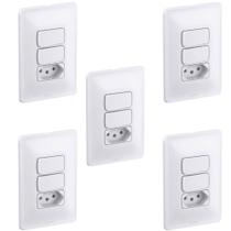 5 Conjuntos 2 Interruptores Simples + Tomada 10A Pial Zeffia