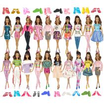 5 Conjuntos de roupas + 5 pares de sapatos para Boneca - Barbie