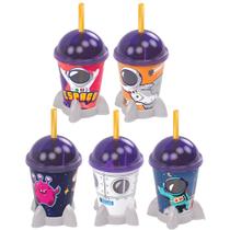 5 Copos de Foguete Infantil com Tampa e Canudo 280ml Astronauta Lembrança Festa 5 Copos de Foguete Infantil com Tampa e Canudo 280ml Astronauta Lembrança Festa