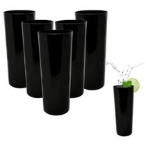 5 Copos Long Drink Preto 360ml De Plástico Descartável Festas 5 Copos Long Drink Preto 360ml De Plástico Descartável Festas