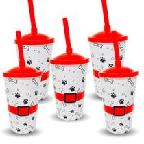 5 Copos Plástico Tampa e Canudo Decoração Patrulha festa 5 Copos Plástico Tampa e Canudo Decoração Patrulha festa
